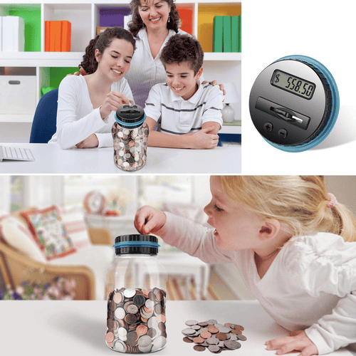 syenll - Digital Counting Piggy Bank, 1.8L Large Coin Counter with LCD Display Money Saving Jar for Kids, Boys Girls Christmas Gift