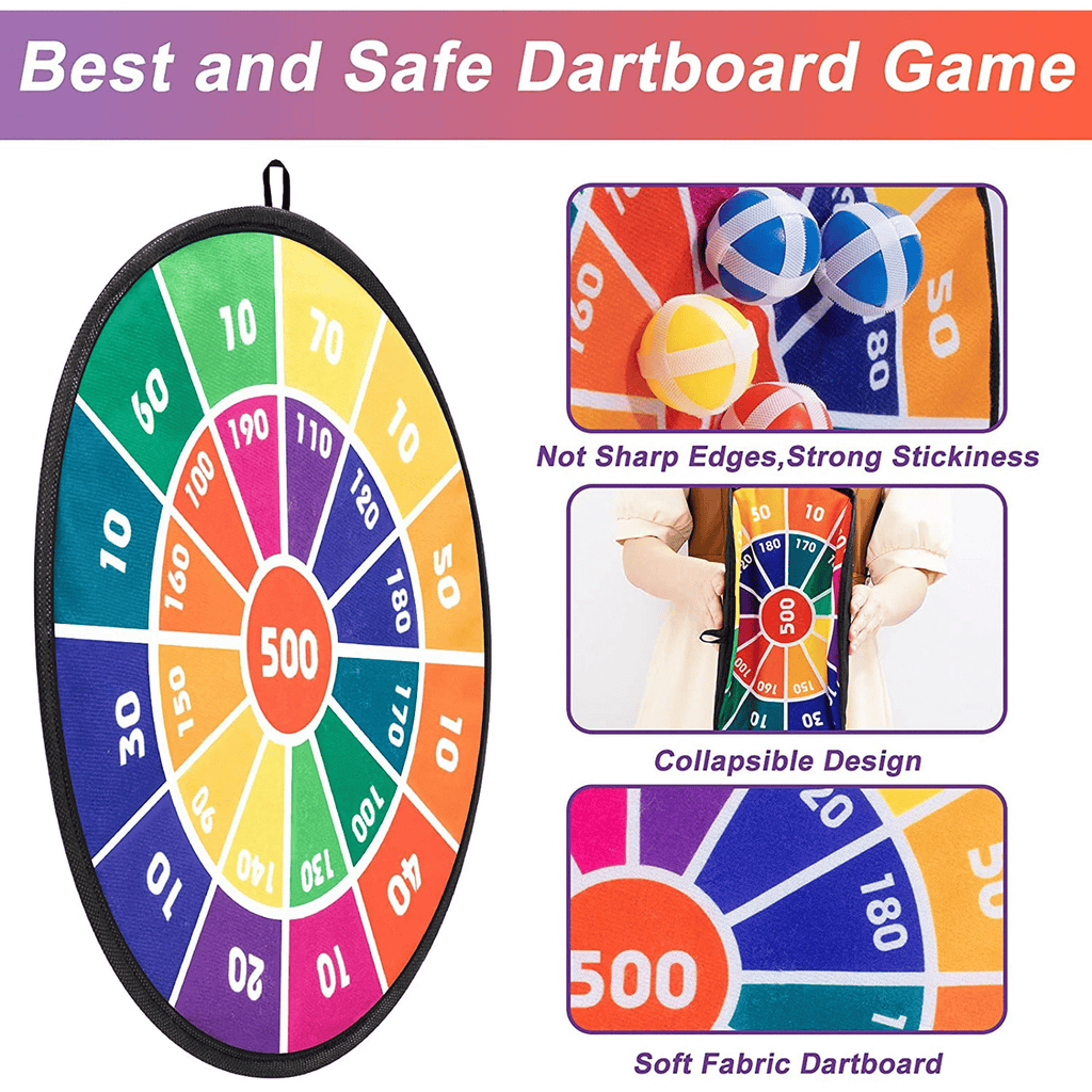 syenll - Kids Dart Board Game Set, 28.7 inch Dart Board with 16 Stick Balls and Hook, Indoor Outdoor Yard Party Sports Game Toys, Christmas Birthday Gift for Boys Girls Age 3 4 5 6 7 8 9 10 11 12