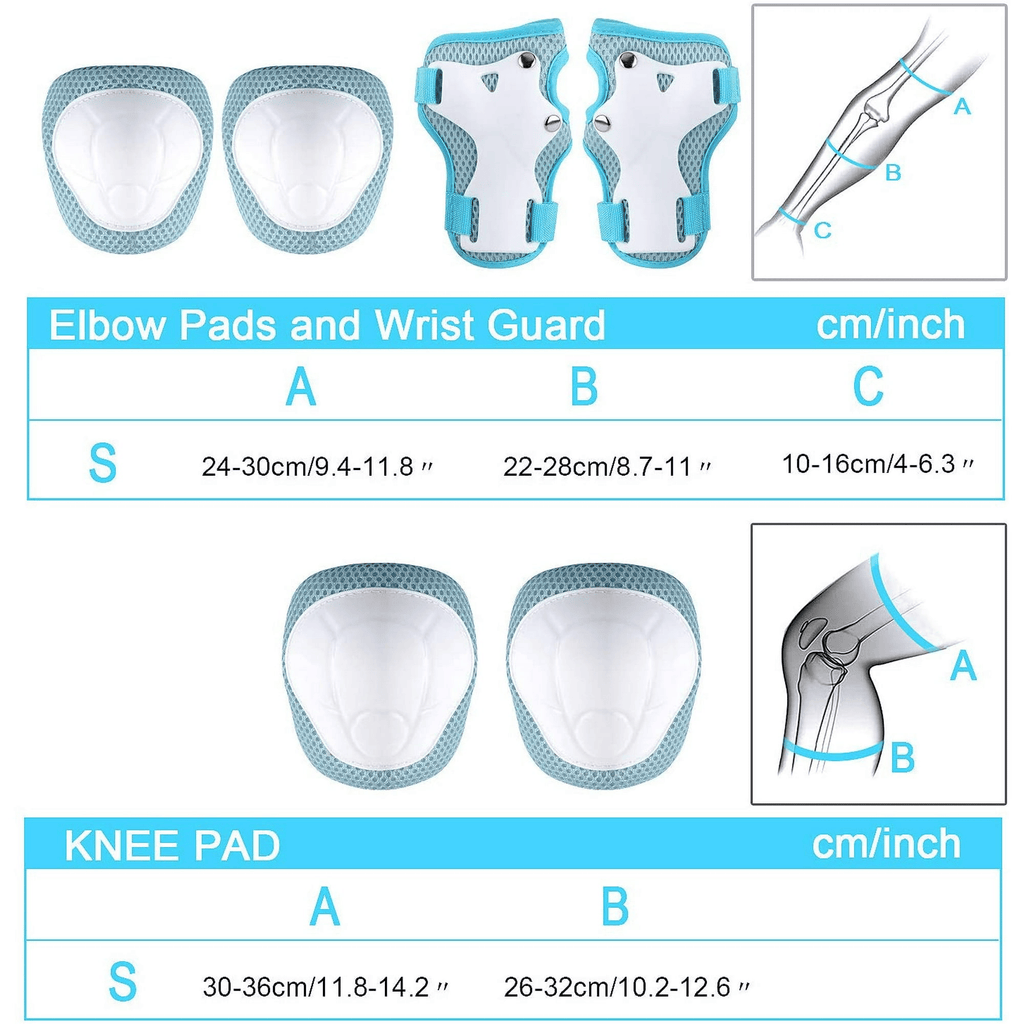 syenll - Kids Guards Protective Gear for 3-8 Years Toddlers, Light Blue Knee Pads Elbow Pads with Wrist 3 in 1 Sports Gear Set for Bike, Cycling, Roller Skating, Skateboard