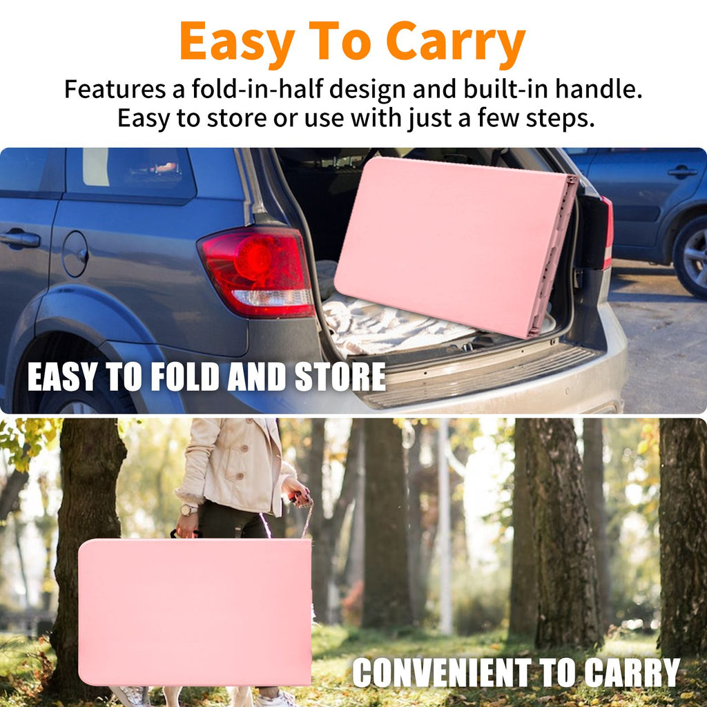 Yeah Depot - 8ft Pink Folding Table, Portable Plastic Table for Camping, Picnics, Parties, High Load Bearing Foldable Table
