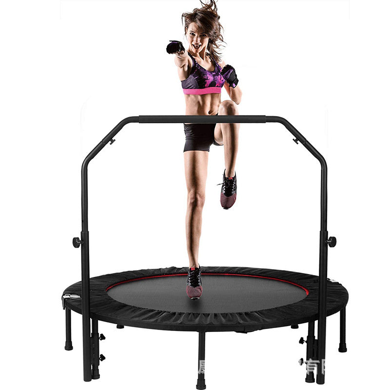 Yeah Depot - 48'' Foldable Mini Trampoline Max Load 300lbs, Fitness Rebounder with Adjustable Foam Handle, Exercise Trampoline for Adults Indoor/Garden Workout