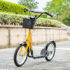 Yeah Depot - Aosom Youth Scooter, Kick Scooter with Adjustable Handlebars, Double Brakes, 16'' Inflatable Rubber Tires, Basket, Cupholder, Orange