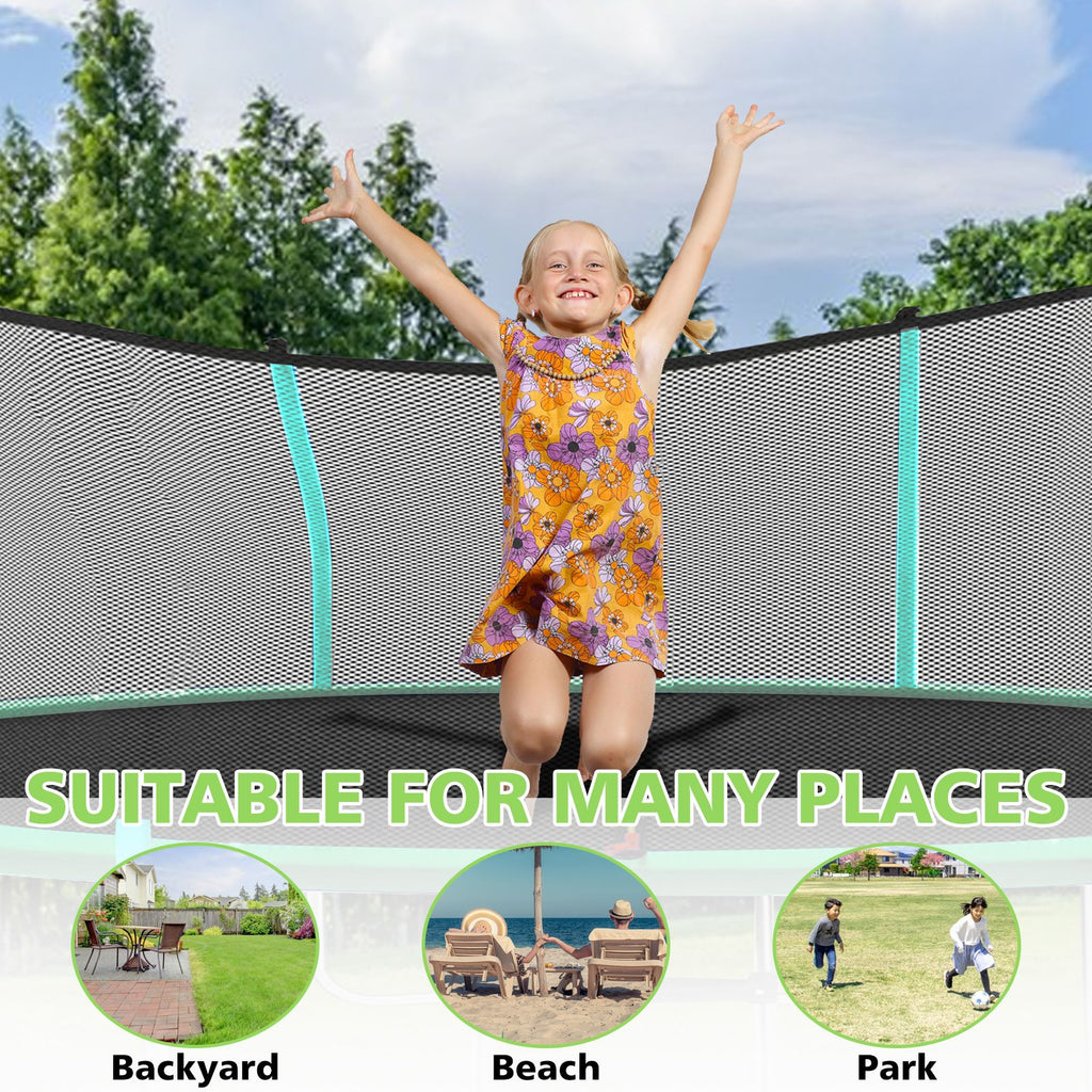 Yeah Depot - 10ft Green Outdoor Toddler Trampoline with Enclosure Safety Net Jumping Fun Trampoline, heavy-duty jump pads, spring-loaded for children and adults, Gifts for Boys/Girls