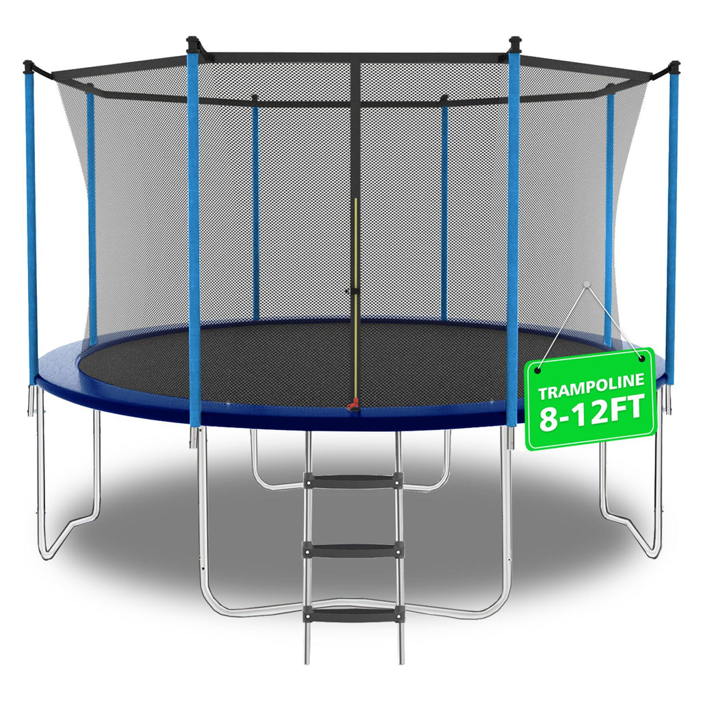 Yeah Depot - 10ft Blue Outdoor Toddler Trampoline with Enclosure Safety Net Jumping Fun Trampoline, heavy-duty jump pads, spring-loaded for children and adults, Gifts for Boys/Girls