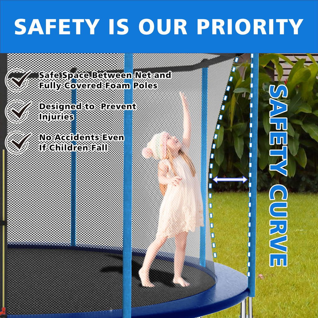 Yeah Depot - 10ft Blue Outdoor Toddler Trampoline with Enclosure Safety Net Jumping Fun Trampoline, heavy-duty jump pads, spring-loaded for children and adults, Gifts for Boys/Girls