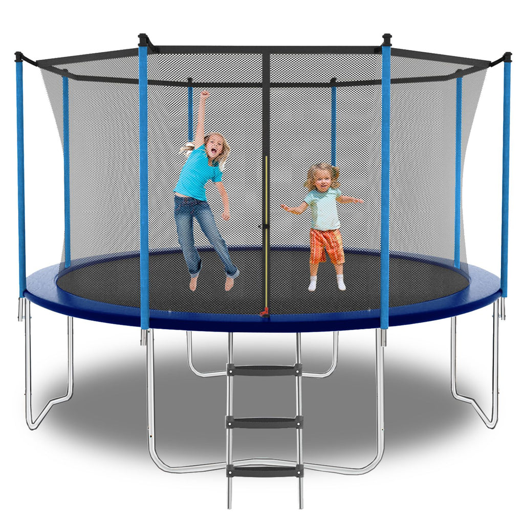 Yeah Depot - 10ft Blue Outdoor Toddler Trampoline with Enclosure Safety Net Jumping Fun Trampoline, heavy-duty jump pads, spring-loaded for children and adults, Gifts for Boys/Girls