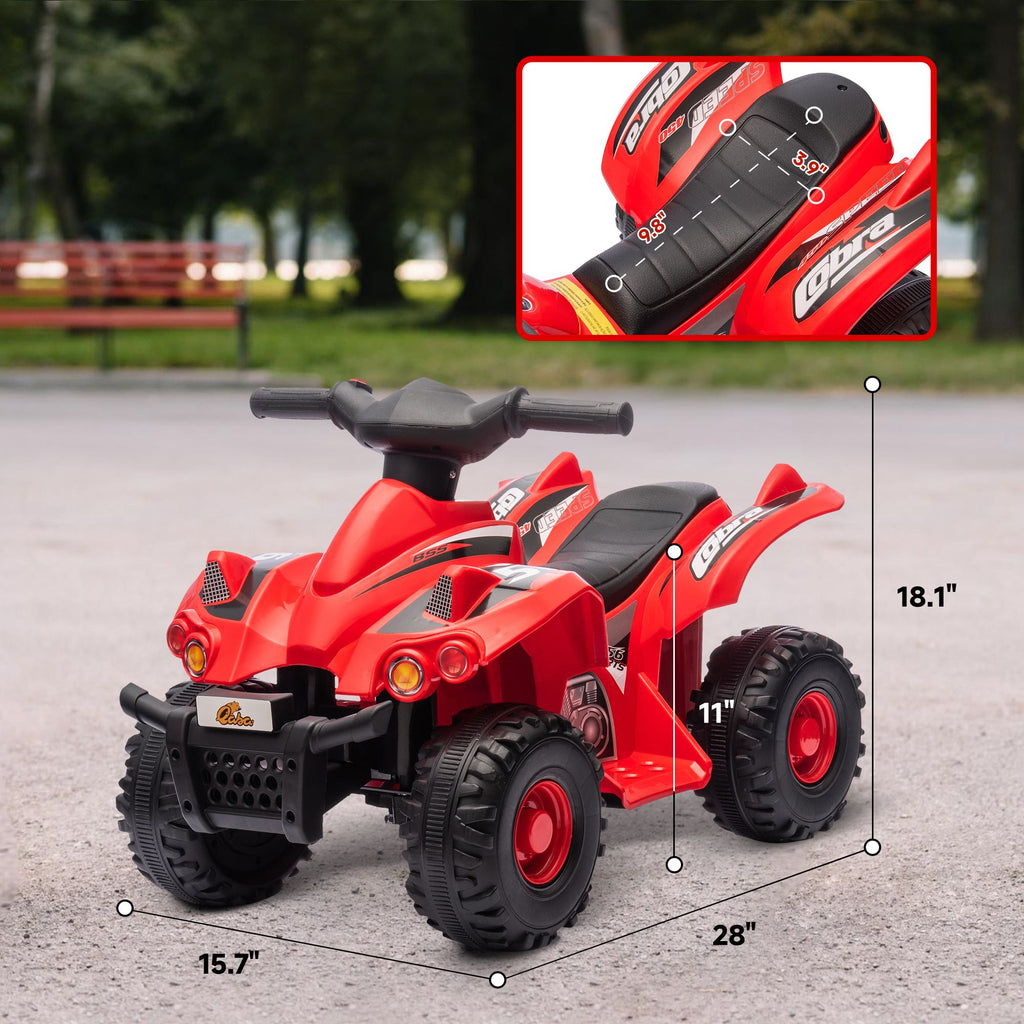 Yeah Depot - Qaba Kids ATV, 6V 4 Wheeler Kids Quad Car, Battery Powered Electric Ride on Toy with Music for Boys & Girls Ages 2-6 Years, Red