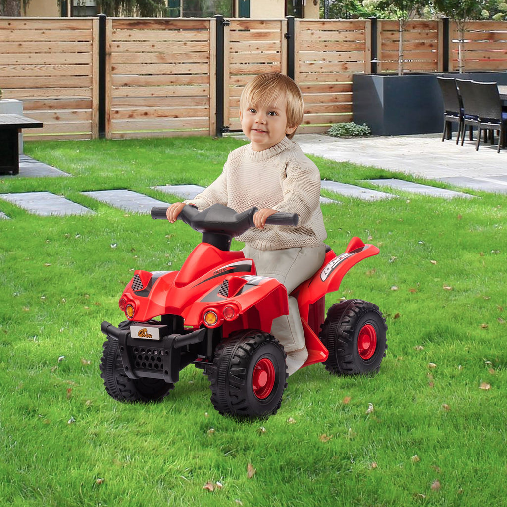 Yeah Depot - Qaba Kids ATV, 6V 4 Wheeler Kids Quad Car, Battery Powered Electric Ride on Toy with Music for Boys & Girls Ages 2-6 Years, Red