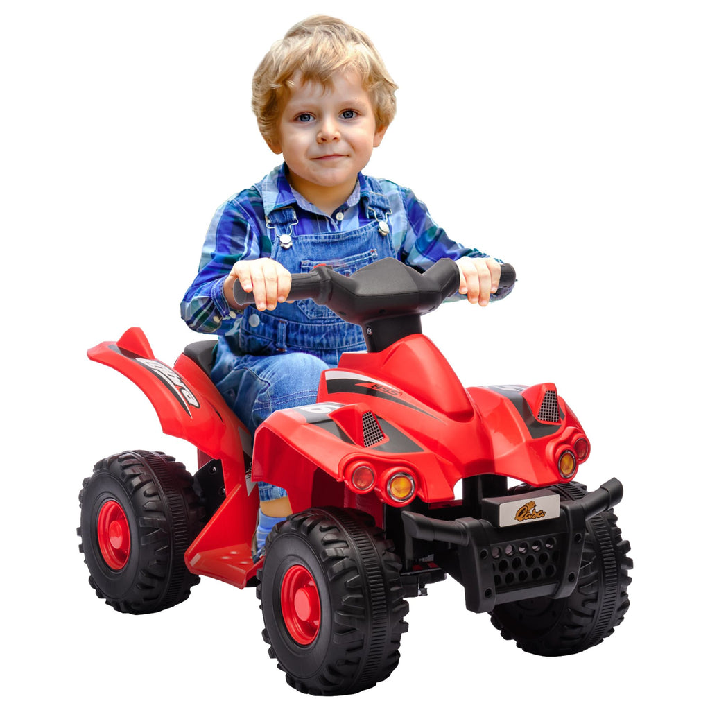 Yeah Depot - Qaba Kids ATV, 6V 4 Wheeler Kids Quad Car, Battery Powered Electric Ride on Toy with Music for Boys & Girls Ages 2-6 Years, Red
