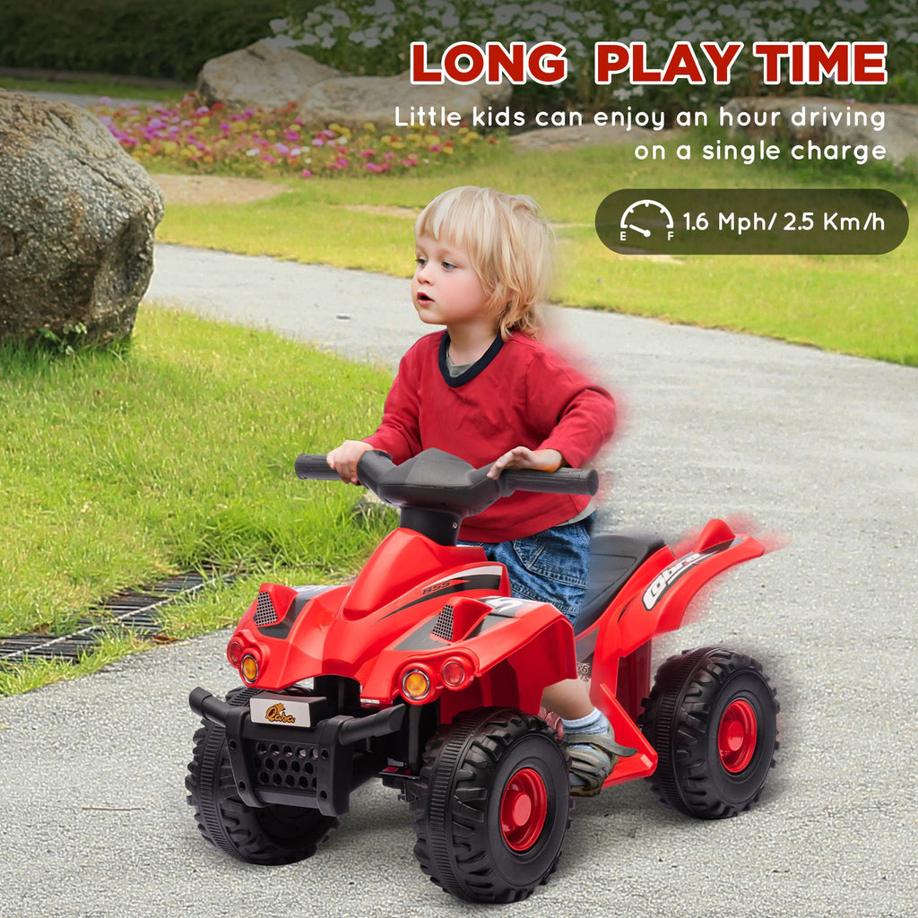 Yeah Depot - Qaba Kids ATV, 6V 4 Wheeler Kids Quad Car, Battery Powered Electric Ride on Toy with Music for Boys & Girls Ages 2-6 Years, Red