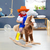 Yeah Depot - Qaba Kids Rocking Horse, Plush Toddler Rocker, Wooden Base Ride-On Toy with Handle Grip, Traditional Toy for Kids 36M+, Brown