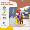 Yeah Depot - Qaba Kids Rocking Horse, Plush Toddler Rocker, Wooden Base Ride-On Toy with Handle Grip, Traditional Toy for Kids 36M+, Brown