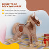 Yeah Depot - Qaba Kids Rocking Horse, Plush Toddler Rocker, Wooden Base Ride-On Toy with Handle Grip, Traditional Toy for Kids 36M+, Brown