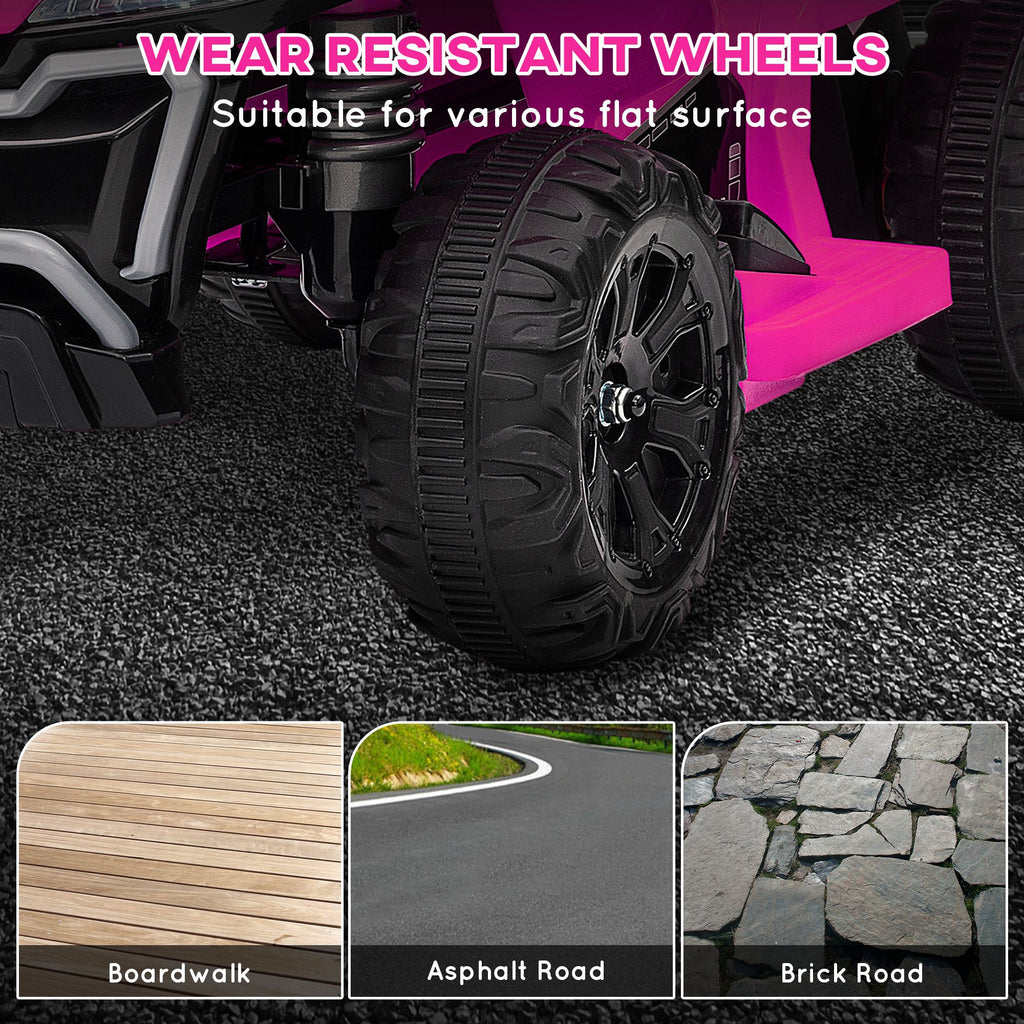 Yeah Depot - Qaba Kids ATV Quad, 6V Ride On Toy with 1.6MPH Max Speed, Rechargeable Battery, 4 Wheeler Battery Powered with Lights, Forward & Reverse for Toddlers, Pink