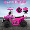 Yeah Depot - Qaba Kids ATV Quad, 6V Ride On Toy with 1.6MPH Max Speed, Rechargeable Battery, 4 Wheeler Battery Powered with Lights, Forward & Reverse for Toddlers, Pink