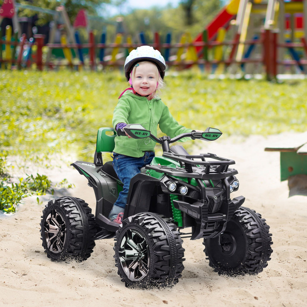 Yeah Depot - Aosom 12V Kids 4 Wheeler, Ride on ATV for Kids with Music, Realistic Headlights & Wide Wheels, Toddler Quad for Boys and Girls, Green