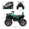 Yeah Depot - Aosom 12V Kids 4 Wheeler, Ride on ATV for Kids with Music, Realistic Headlights & Wide Wheels, Toddler Quad for Boys and Girls, Green