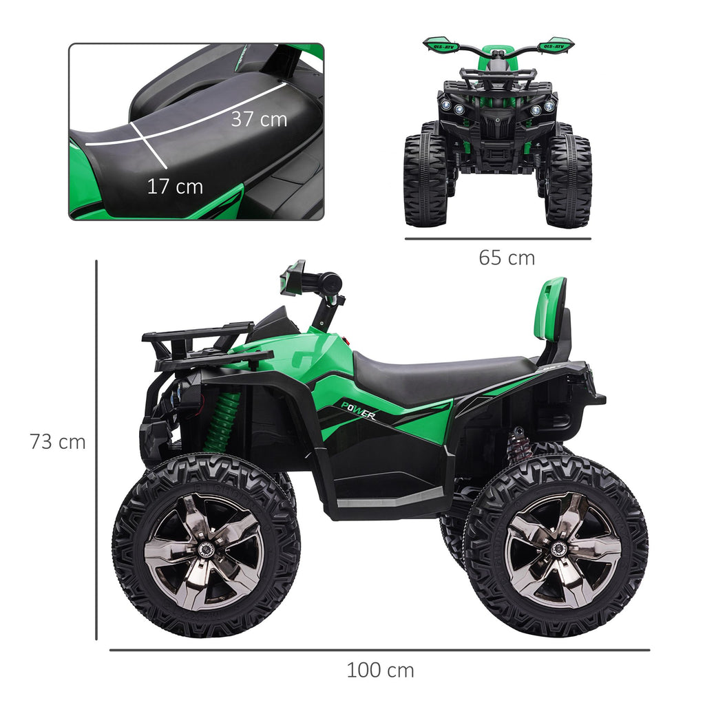 Yeah Depot - Aosom 12V Kids 4 Wheeler, Ride on ATV for Kids with Music, Realistic Headlights & Wide Wheels, Toddler Quad for Boys and Girls, Green