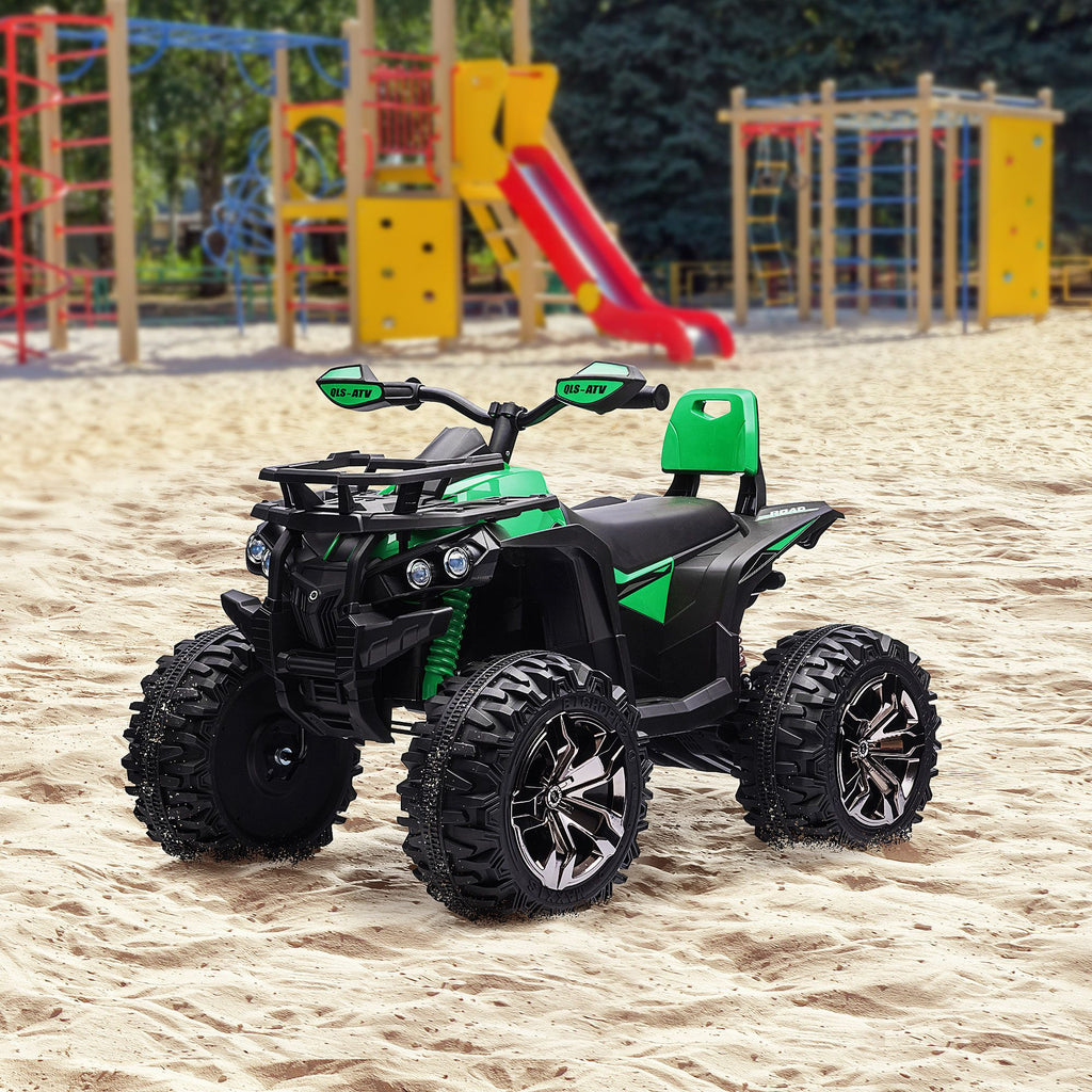 Yeah Depot - Aosom 12V Kids 4 Wheeler, Ride on ATV for Kids with Music, Realistic Headlights & Wide Wheels, Toddler Quad for Boys and Girls, Green