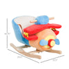 Yeah Depot - Qaba Kids Rocking Horse, Wooden Plush Ride-on Plane Chair Toy with Lullby Song and Seat Belt for 18 Month +