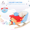 Yeah Depot - Qaba Kids Rocking Horse, Wooden Plush Ride-on Plane Chair Toy with Lullby Song and Seat Belt for 18 Month +