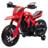 Yeah Depot - Qaba Kids Motorcycle, 6V Battery Powered Dirt Bike with Training Wheels, Horn & Start Sound, Electric Motorcycle for Kids 3-8 Years, Red