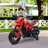 Yeah Depot - Qaba Kids Motorcycle, 6V Battery Powered Dirt Bike with Training Wheels, Horn & Start Sound, Electric Motorcycle for Kids 3-8 Years, Red