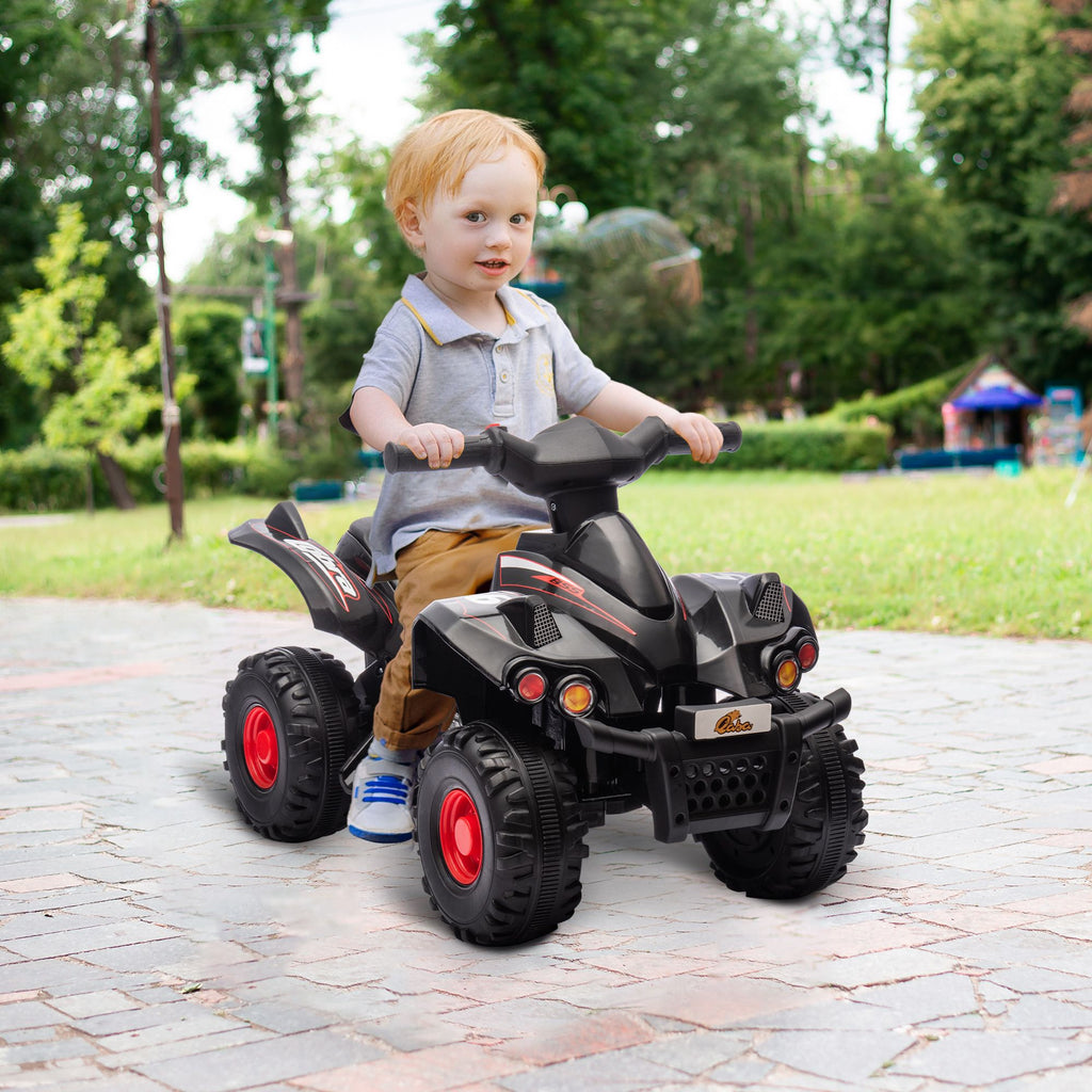 Yeah Depot - Qaba Kids ATV, 6V 4 Wheeler Kids Quad Car, Battery Powered Electric Ride on Toy with Music for Boys & Girls Ages 2-6 Years, Black