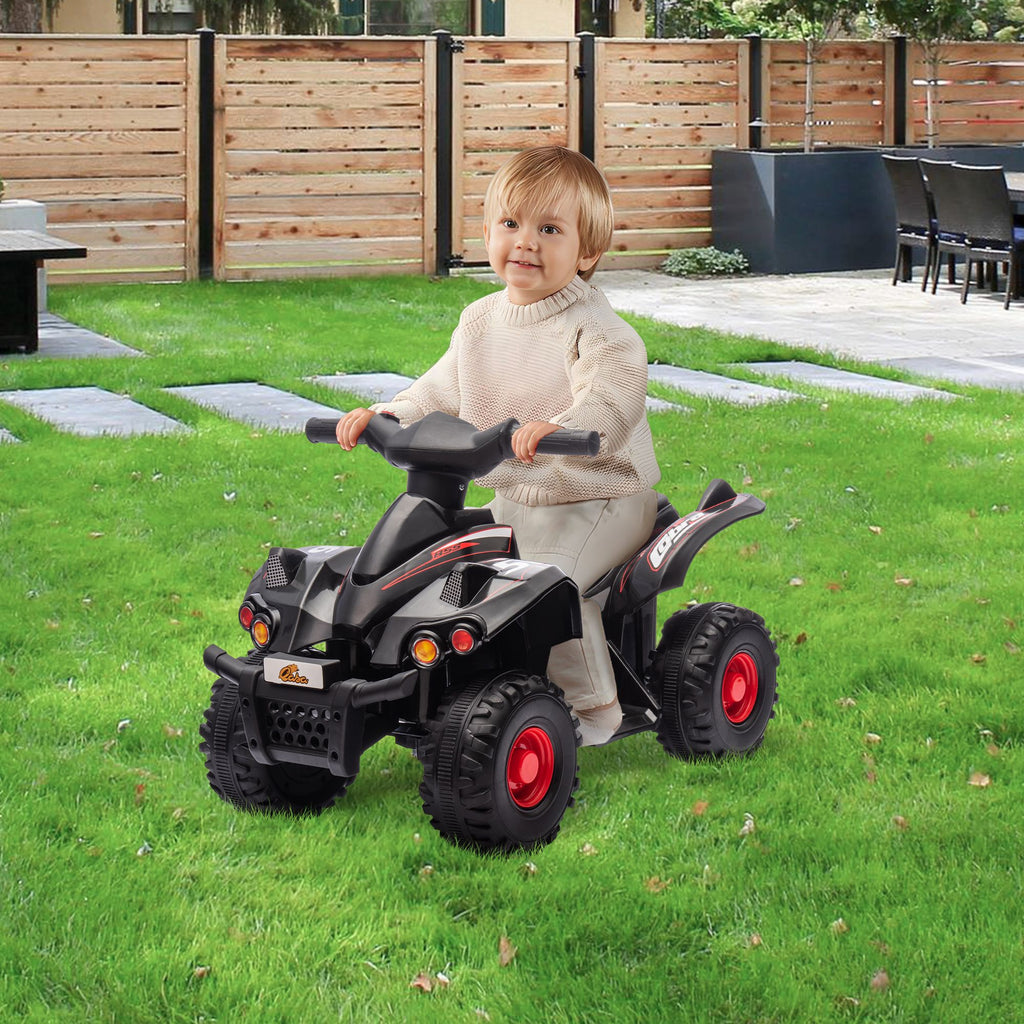 Yeah Depot - Qaba Kids ATV, 6V 4 Wheeler Kids Quad Car, Battery Powered Electric Ride on Toy with Music for Boys & Girls Ages 2-6 Years, Black