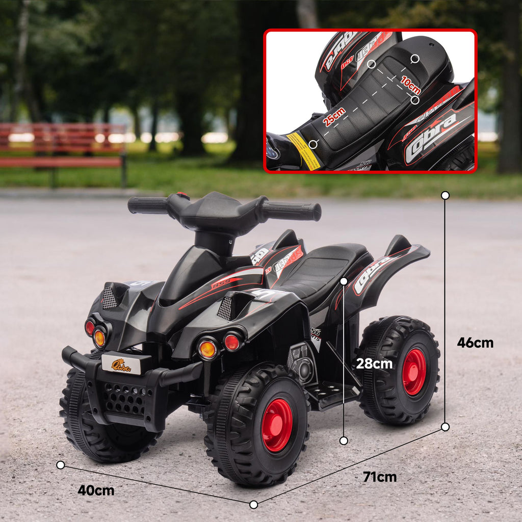 Yeah Depot - Qaba Kids ATV, 6V 4 Wheeler Kids Quad Car, Battery Powered Electric Ride on Toy with Music for Boys & Girls Ages 2-6 Years, Black