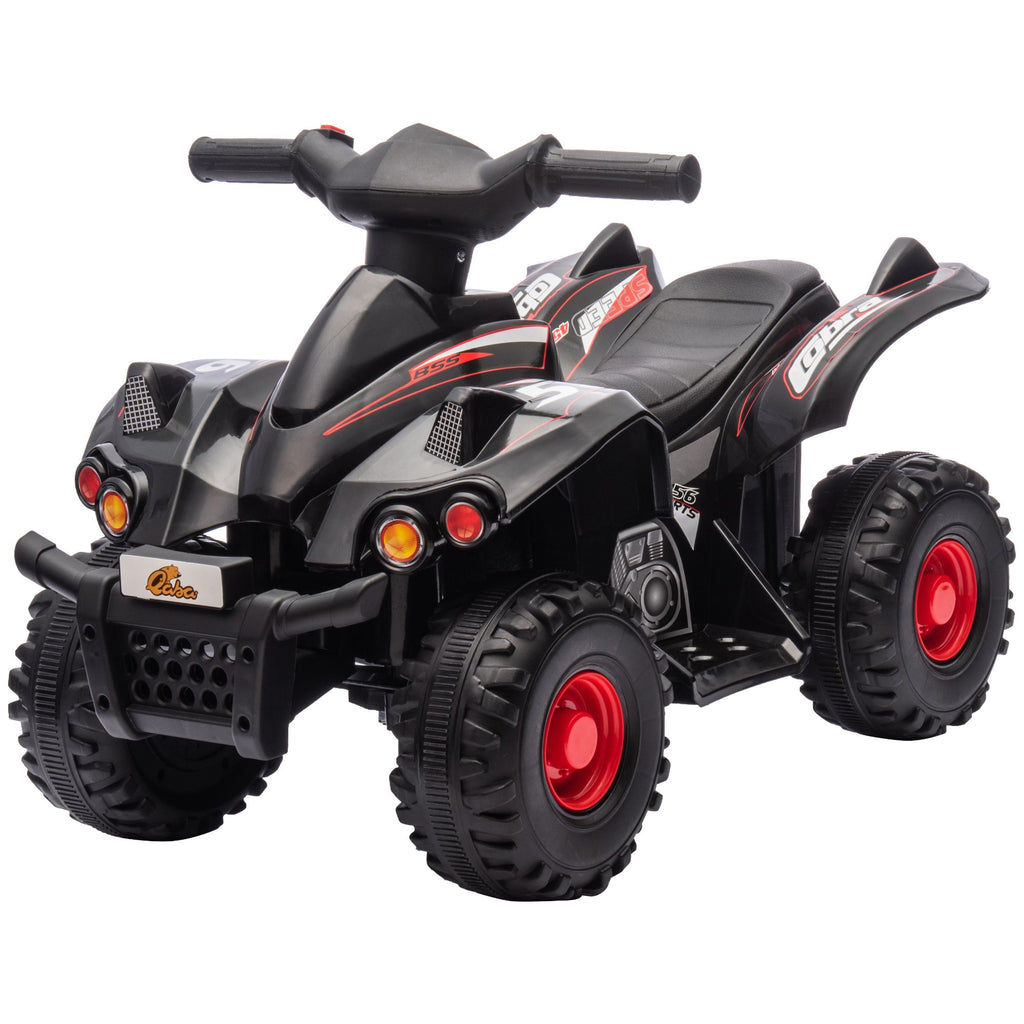 Yeah Depot - Qaba Kids ATV, 6V 4 Wheeler Kids Quad Car, Battery Powered Electric Ride on Toy with Music for Boys & Girls Ages 2-6 Years, Black