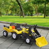 Yeah Depot - Aosom Kids Ride-On Excavator, Pedal Car Bulldozer, Move Forward/Back with Real Working Dirt Bucket, 6 Wheels, & Cargo Trailer