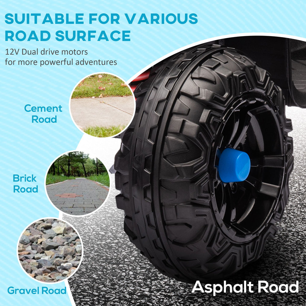 Yeah Depot - Qaba 12V Kids ATV, Battery Powered Four Wheeler with Spring Suspension, Forward & Reverse, LED Lights, Music, MP3, Kids Electric Car for Boys Girls, Blue