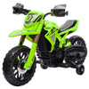 Yeah Depot - Qaba Kids Motorcycle, 6V Battery Powered Dirt Bike with Training Wheels, Horn & Start Sound, Electric Motorcycle for Kids 3-8 Years, Green