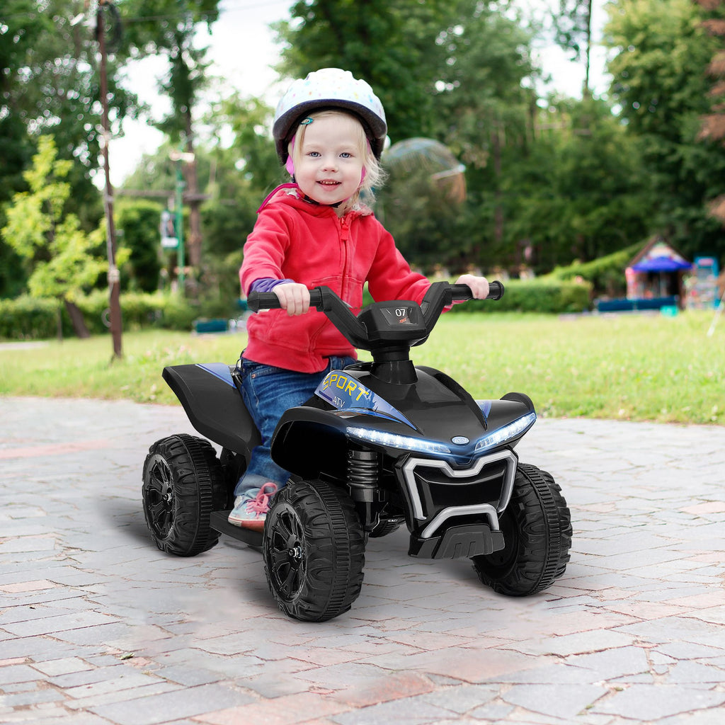 Yeah Depot - Qaba Kids ATV Quad, 6V Ride On Toy with 1.6MPH Max Speed, Rechargeable Battery, 4 Wheeler Battery Powered with Lights, Forward & Reverse for Toddlers, Black