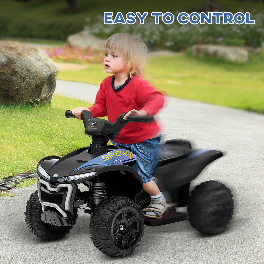 Yeah Depot - Qaba Kids ATV Quad, 6V Ride On Toy with 1.6MPH Max Speed, Rechargeable Battery, 4 Wheeler Battery Powered with Lights, Forward & Reverse for Toddlers, Black