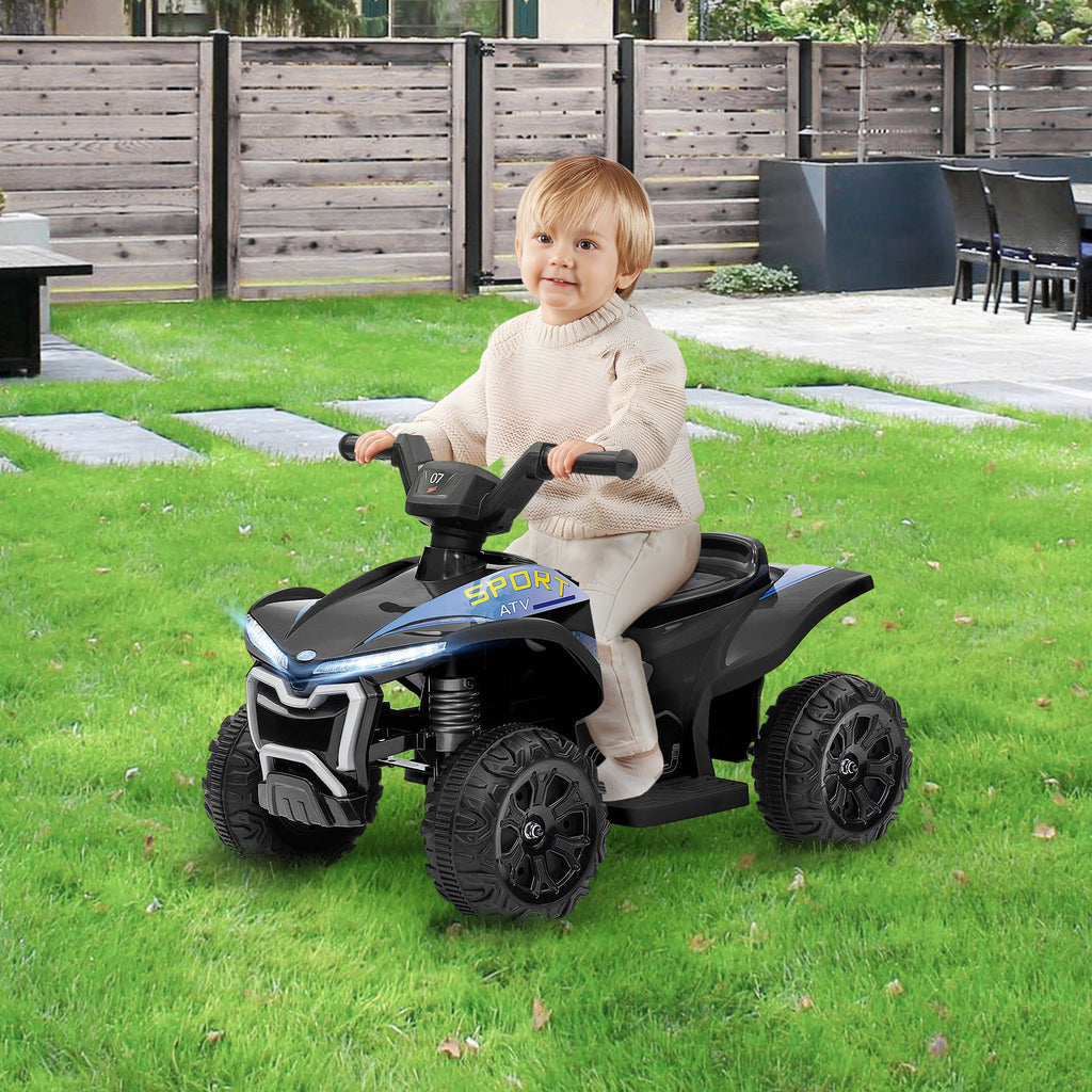 Yeah Depot - Qaba Kids ATV Quad, 6V Ride On Toy with 1.6MPH Max Speed, Rechargeable Battery, 4 Wheeler Battery Powered with Lights, Forward & Reverse for Toddlers, Black