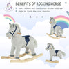 Yeah Depot - Qaba Kids Rocking Horse for Toddler 3-5, Plush Ride on Horse Wooden Rocker with Realistic Sounds, Gray