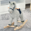 Yeah Depot - Qaba Kids Rocking Horse for Toddler 3-5, Plush Ride on Horse Wooden Rocker with Realistic Sounds, Gray