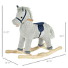 Yeah Depot - Qaba Kids Rocking Horse for Toddler 3-5, Plush Ride on Horse Wooden Rocker with Realistic Sounds, Gray