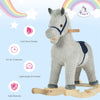 Yeah Depot - Qaba Kids Rocking Horse for Toddler 3-5, Plush Ride on Horse Wooden Rocker with Realistic Sounds, Gray