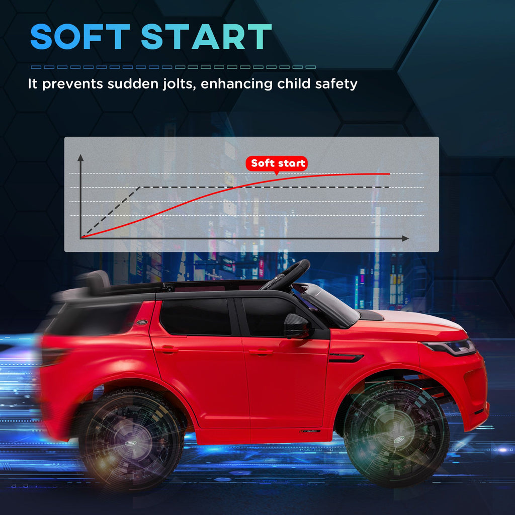Yeah Depot - Qaba Land Rover Discovery Sport Licensed 12V Kids Ride on Car, Battery Powered Kids Electric Car with Remote Control, Soft Start, LED Lights, Music Horn, 3 Speeds, Red