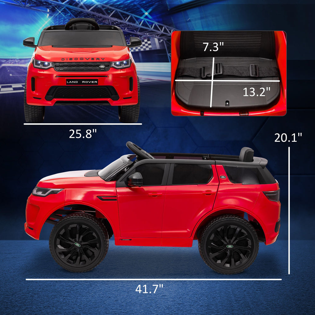 Yeah Depot - Qaba Land Rover Discovery Sport Licensed 12V Kids Ride on Car, Battery Powered Kids Electric Car with Remote Control, Soft Start, LED Lights, Music Horn, 3 Speeds, Red