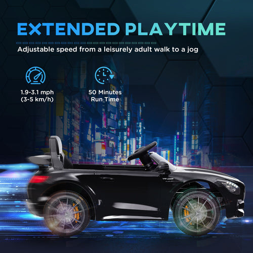 Yeah Depot - Qaba Mercedes-Benz AMG GTR Licensed 12V Kids Ride on Car, Battery Powered Kids Electric Car with Remote Control, Transport Wheels, Soft Start, Lights, Music, Horn & 3 Speeds for 3-6 Years, Black