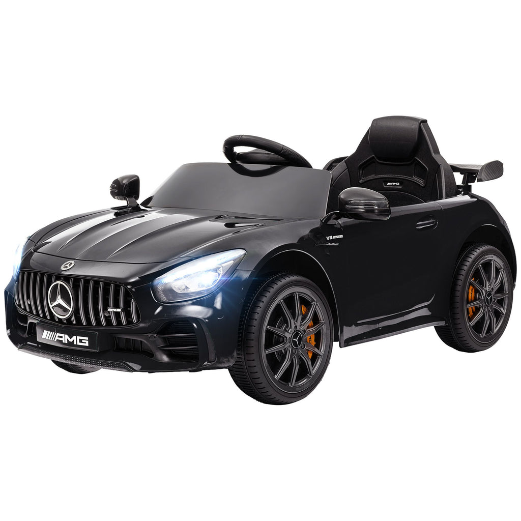 Yeah Depot - Qaba Mercedes-Benz AMG GTR Licensed 12V Kids Ride on Car, Battery Powered Kids Electric Car with Remote Control, Transport Wheels, Soft Start, Lights, Music, Horn & 3 Speeds for 3-6 Years, Black