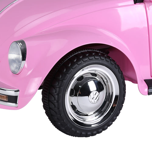 Yeah Depot - Aosom Licensed Volkswagen Beetle Electric Kids Ride-On Car 6V Battery Powered Toy with Remote Control Music Horn Lights MP3 for 3-6 Years Old Pink