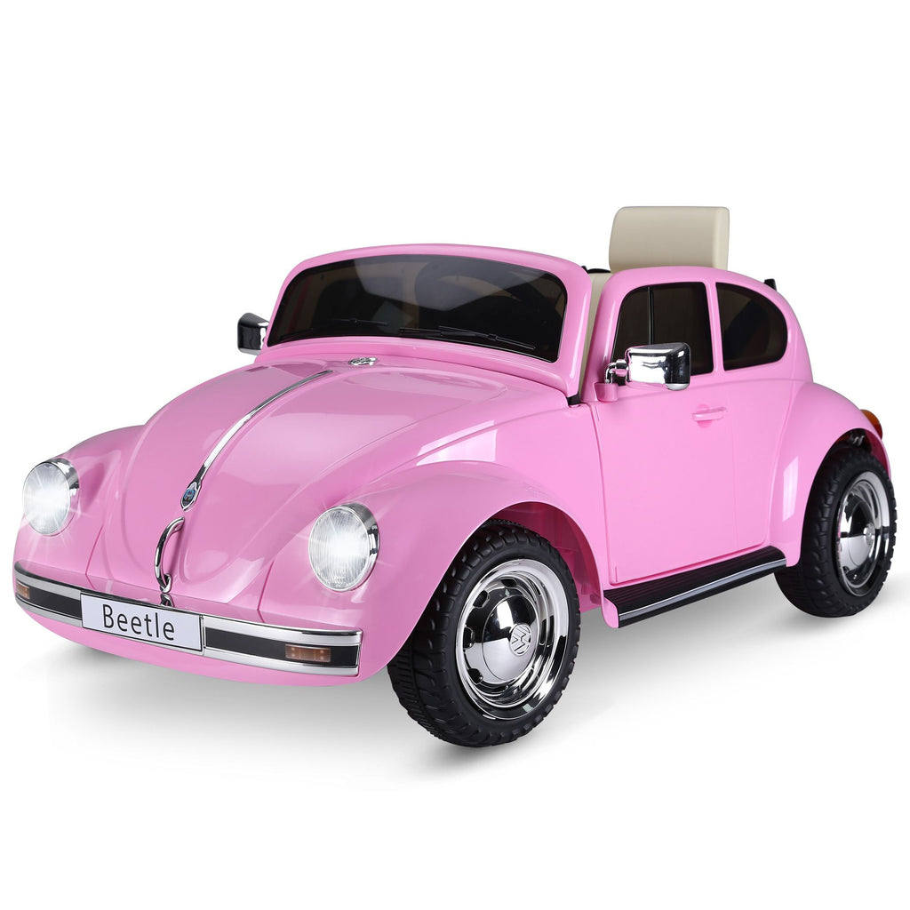 Yeah Depot - Aosom Licensed Volkswagen Beetle Electric Kids Ride-On Car 6V Battery Powered Toy with Remote Control Music Horn Lights MP3 for 3-6 Years Old Pink