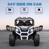 Yeah Depot - Qaba 2 Seater Electric Car for Kids, 24V Battery Powered Ride on Car with Remote Control, 3 Speed, Slow Start, LED Lights, Music, Horn, Spring Suspension for 3-8 Years, White
