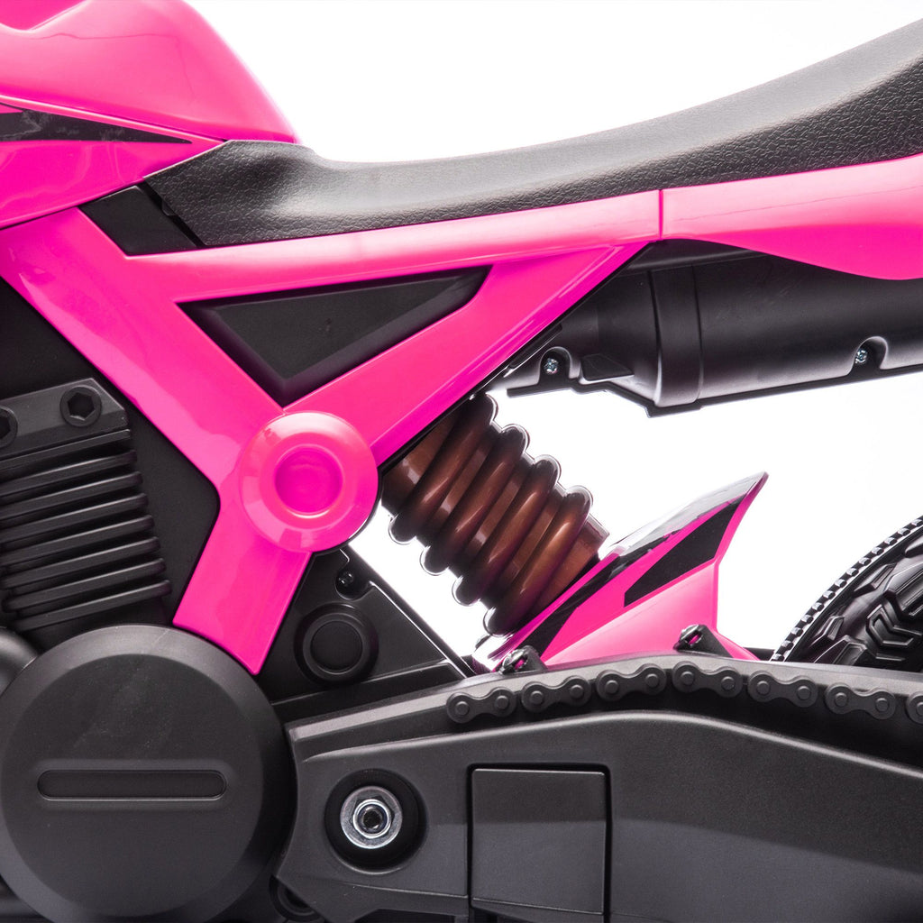 Yeah Depot - Qaba Kids Motorcycle, 6V Battery Powered Dirt Bike with Training Wheels, Horn & Start Sound, Electric Motorcycle for Kids 3-8 Years, Pink