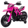 Yeah Depot - Qaba Kids Motorcycle, 6V Battery Powered Dirt Bike with Training Wheels, Horn & Start Sound, Electric Motorcycle for Kids 3-8 Years, Pink